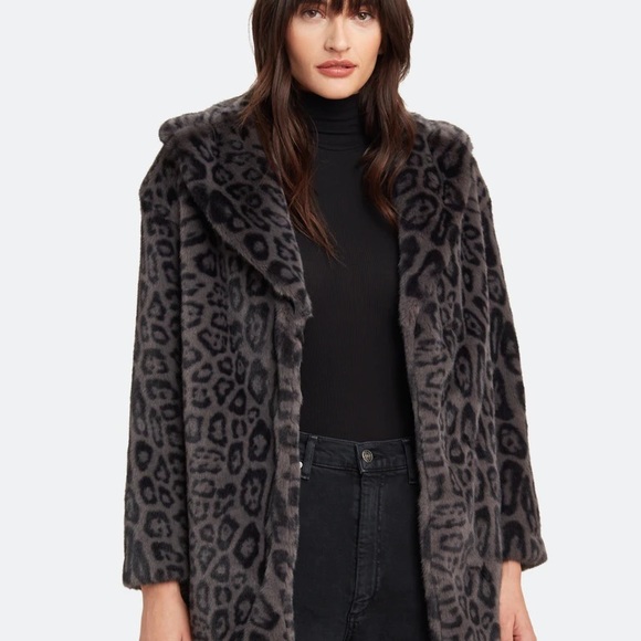 ALLSAINTS Amice leopard faux fur coat - Picture 1 of 8